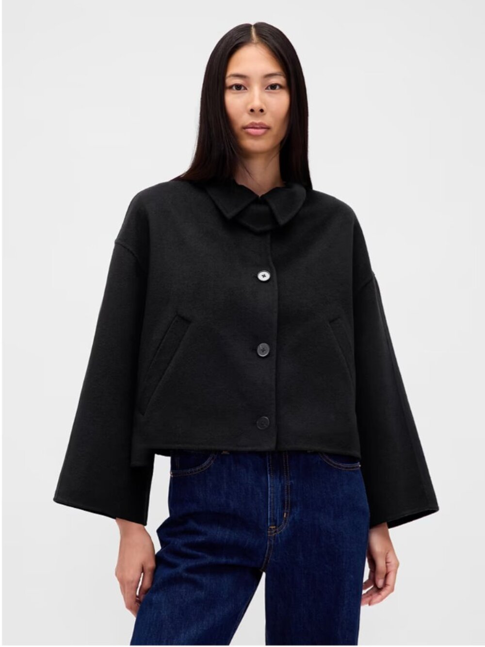 Gap - NWT Wool-Blend Swing Jacket Black Size M/L